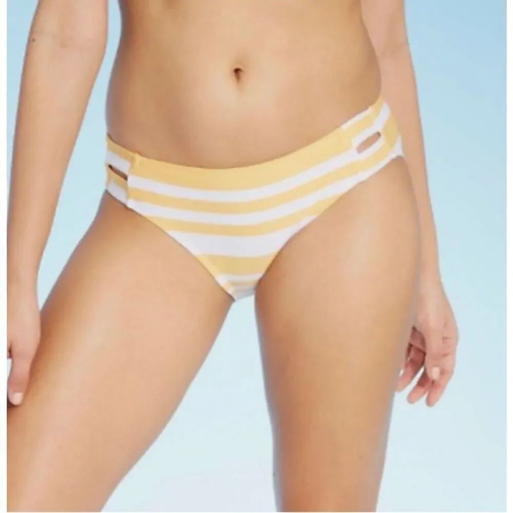 NWT Womens Kona Sol Textured Tab Medium Coverage Hipster Bikini Bottoms - Sz XL